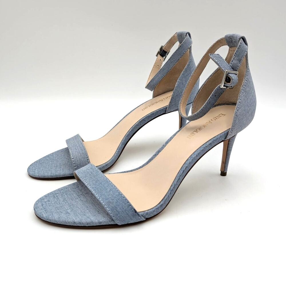 Enzo Angiolini Ahmber Strappy Sandals Women's Light Blue Denim Size US8M EU38.5